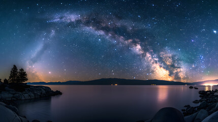 Wall Mural - A beautiful night sky with a large milky way