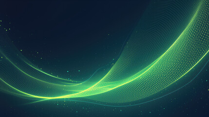 Wall Mural - Abstract green light waves on dark background