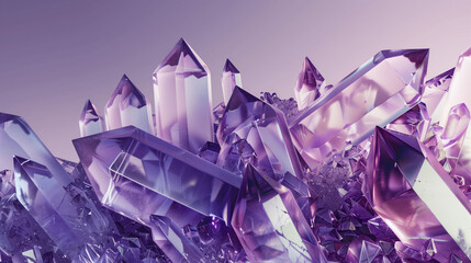 Wall Mural - purple minerals and crystals on a minimalist background