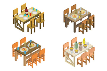 Canvas Print - Isometric kitchen tables