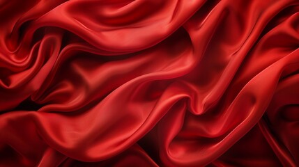 Wall Mural - Texture background of a silk cloth with a red color close-up