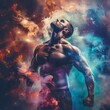 © rainmind - The muscular man is surrounded by a colorful smoke.