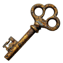 Poster - A vintage key isolated from the background, cut out from its surroundings. Concept of unlocking potential. Generative Ai.