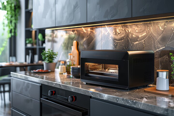 Poster - a sleek kitchen appliance on a marble countertop. concept of modern living and convenience. generati