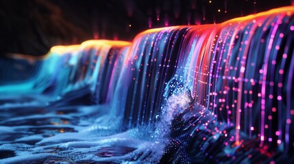 Poster - A digital waterfall where each droplet creates a unique sound, blending into a mesmerizing musical composition.