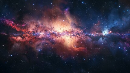 Panoramic Space Scene: Stars, Nebulae, and Galaxies