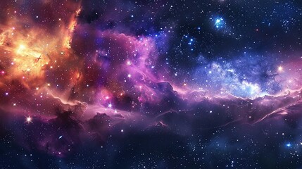 Galaxy Panorama: Universe Filled with Stars and Nebulae
