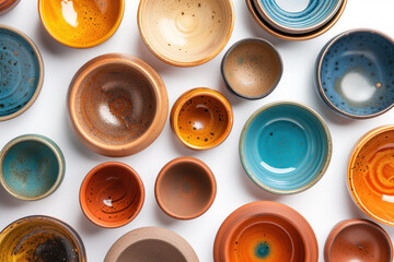 Wall Mural - A collection of colorful bowls of various sizes and shapes