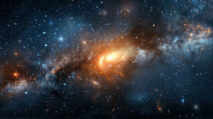 Nebulae and Stars in Space: Panoramic Galaxy View