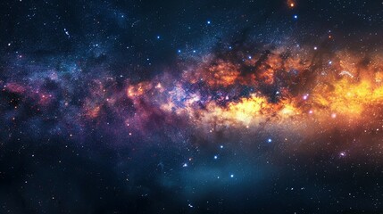 nebulae and stars in space: panoramic galaxy view