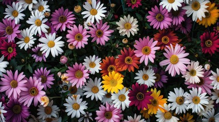 Wall Mural - Floral display of daisies in a Madrid garden