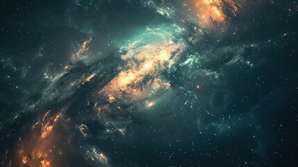 Star-Filled Universe with Nebulae and Galaxies