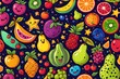 © rizkan - A colorful and cheerful image of fruits and vegetables with cartoon faces