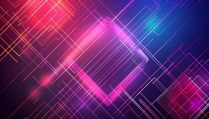 Poster - futuristic abstract geometric background with glowing neon lines and shapes concept illustration