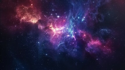 Cosmic Scene: Galaxy with Nebula and Stars