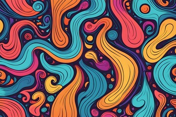 Wall Mural - A colorful, abstract painting with swirls and splashes of color