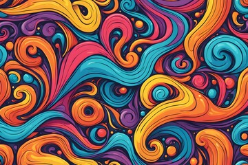 Wall Mural - A colorful, abstract painting with swirls and circles