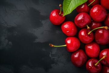 Poster - Sweet cherries pile isolated on white background, generative ai