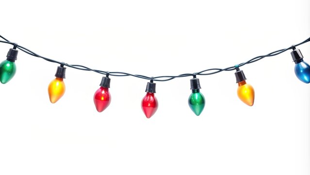 String of Christmas lights isolated on white background