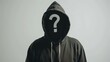 © top images - A hooded man with a question mark on his face, incognito or unknown concept