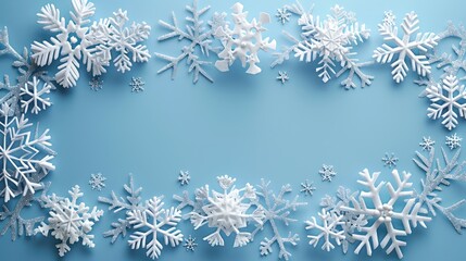 Wall Mural - Festive Snowflake Paper Frame for Christmas Greeting Card Design