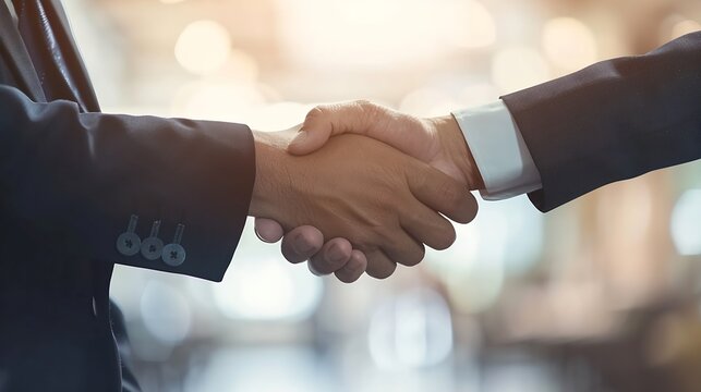 Business handshake for teamwork of business merger and acquisitionsuccessful negotiatehand shaketwo businessman shake hand with partner to celebration partnership and business deal con : Generative AI