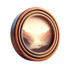Fototapete - Round circular wooden rope text base 3d 2d element for composition