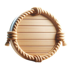 Fototapete - Round circular wooden rope text base 3d 2d element for composition