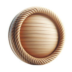 Fototapete - Round circular wooden rope text base 3d 2d element for composition