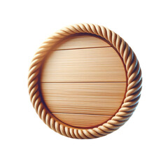 Fototapete - Round circular wooden rope text base 3d 2d element for composition