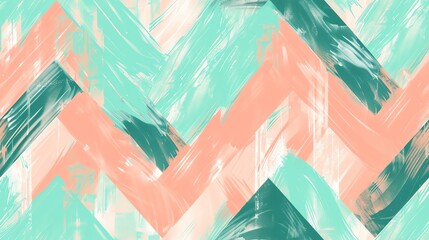 Wall Mural - seamless pattern pastel colors hand-drawn chevron in soft pinks and blues