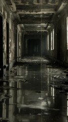 Wall Mural - vertical animation - Dark And Abandoned Building Hallway