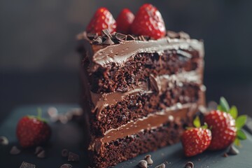 Wall Mural - Chocolate and strawberry cake, gourmet composition.