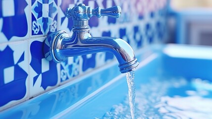 Poster - blue water tap