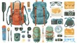 © Pornsurang - Travel essentials flat design top view adventure watercolor Splitcomplementary color scheme