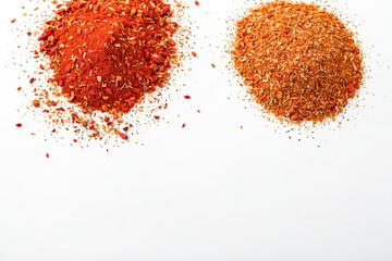 Poster - Red and Orange Spices on White Background