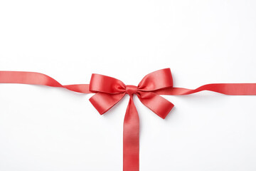 Sticker - Red Satin Ribbon Bow Isolated on White Background