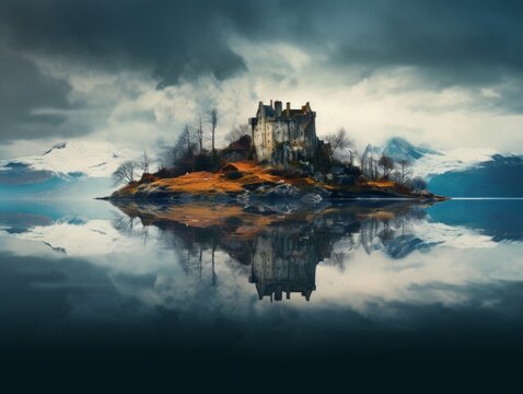 Breathtaking Scenery Scottish Castle on the Water.