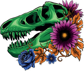 Wall Mural - skull of dinosaur tyrannosaurus rex. vector illustration design