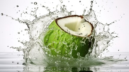 Poster - coconut  in water splash