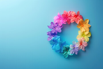 Poster - A colorful flower arrangement in the shape of a circle. The flowers are of different colors and sizes, and they are arranged in a way that creates a sense of harmony and balance