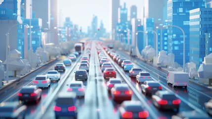 Wall Mural - A dynamic map with animated cars representing the flow of traffic allowing for a realtime simulation of how vehicles move through the city.