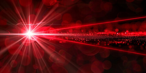 Abstract red laser beam on dark background with dynamic light effects showcasing futuristic and high-tech design
