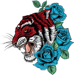 Poster - tiger head in detailed style vector illustration design