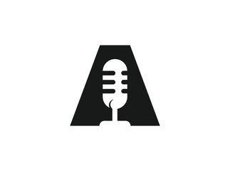Wall Mural - Letter A and podcast logo design concept with simple and modern styles.