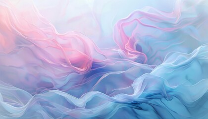 Poster - ethereal pastel dream soft blue and pink hues blending in minimalist abstract background digital painting