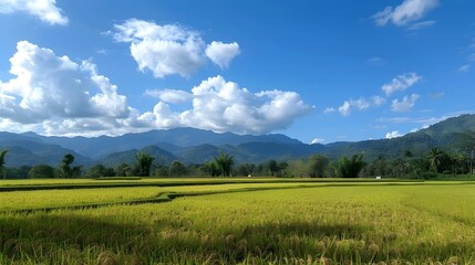 Lush Rice Fields Nestled in Northern Thailand s Verdant Landscape