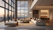 © Wanlop - Modern Luxury Living Room Interior With Floor-To-Ceiling Windows And Stunning City Views