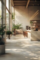 Sticker - Cutting-Edge Eco-Friendly Factory with Sleek Scandinavian-Inspired Minimalist Interior Design