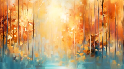 Wall Mural - Abstract Forest in autumn time. Abstract Forest,blurry and colorful,autumn time
